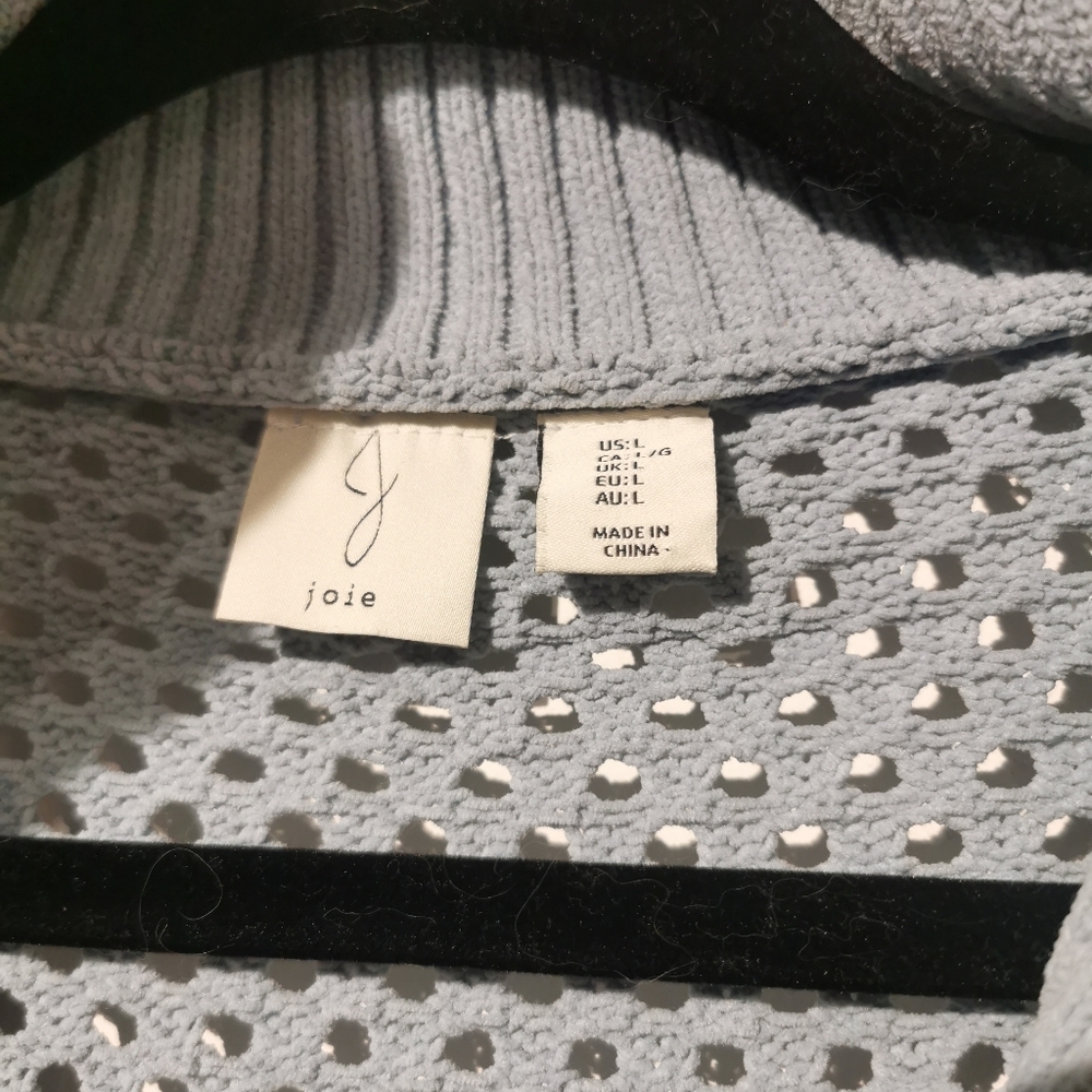 Joie Light Blue Large Half Zip Knit Sweater Vest Very Unique Piece Oversized - Picture 6 of 6